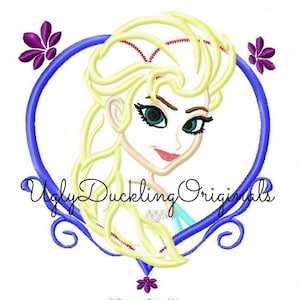 Frozen Elsa  Applique Design Valentine In Heart Machine Embroidery Digital Download