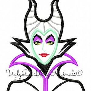 Maleficent Bust Sleeping Beauty Applique Design Original Artwork by UDOAppliques™ Machine Embroidery Digital Download