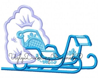 Frozen Sleigh Applique Design Anna Elsa Original Artwork by UDOAppliques™ Machine Embroidery Digital Download