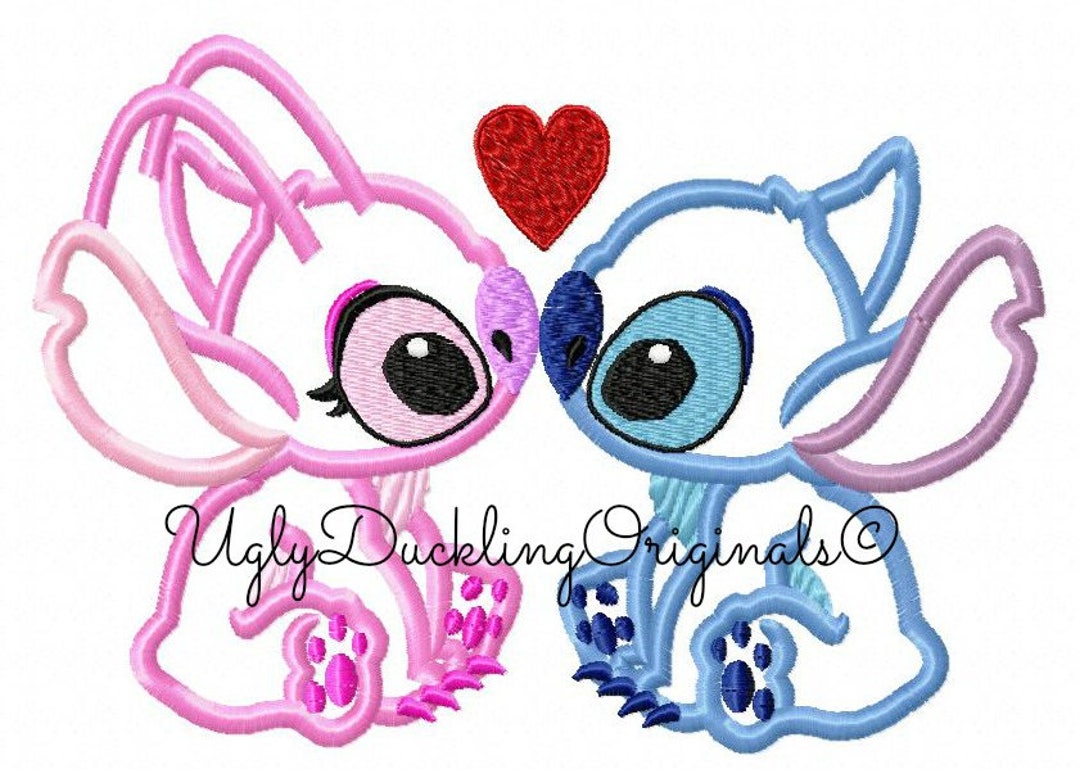 Lilo Stitch Angel Valentine Applique Design Original Artwork - Etsy UK