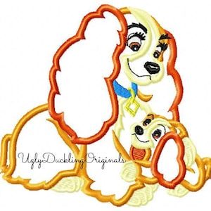 Lady Tramp Baby Pup Machine Embroidery Applique Design Digital Download