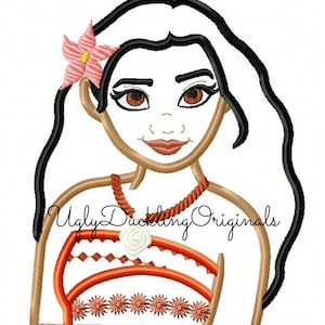 Moana Applique Design Princess Machine Embroidery Original Artwork by UDOAppliques™ Digital Download
