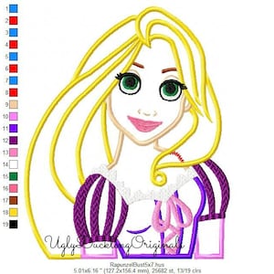 Rapunzel  Applique Design Princess Machine Embroidery Digital Download