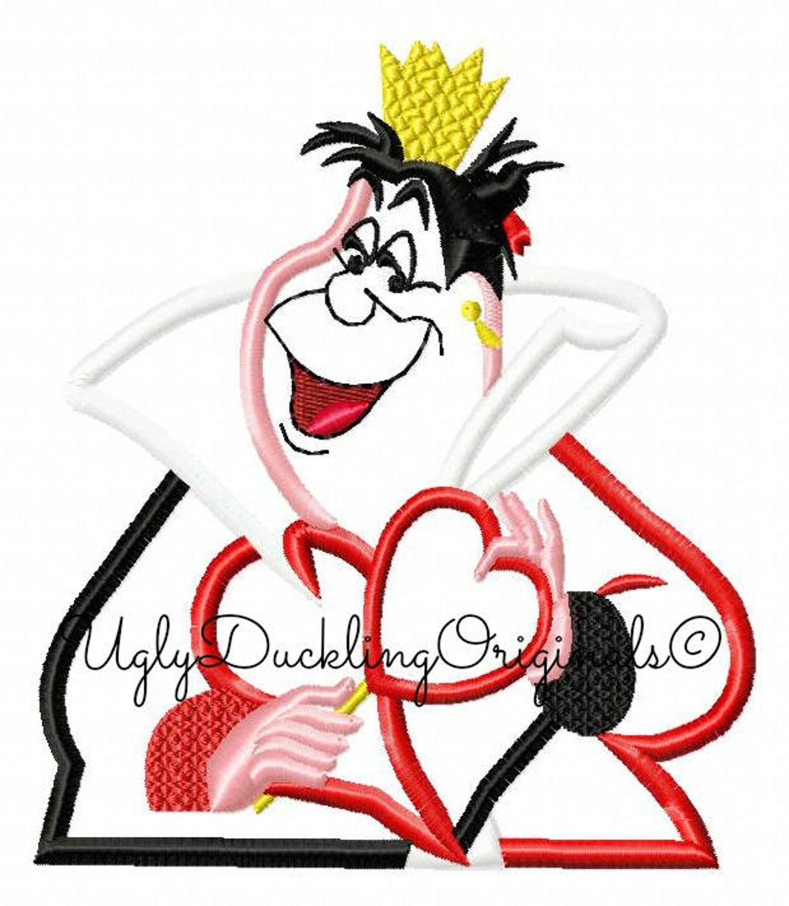 Queen of Hearts Alice in Wonderland Villain Applique Design Original ...