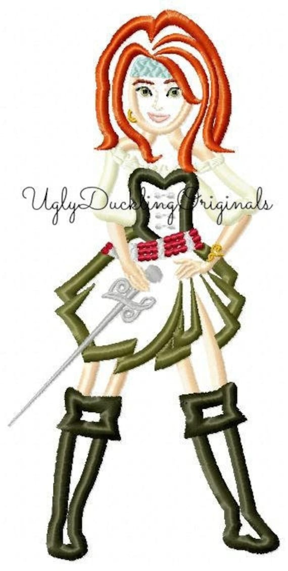 Pirate Fairy Applique Design Zarina Machine Embroidery Digital Download
