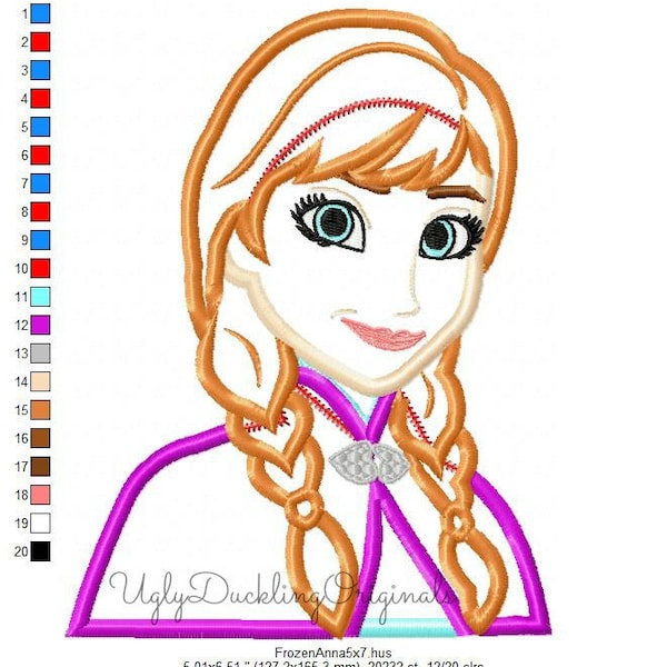 Frozen Anna Princess Machine Embroidery Applique Design Digital Download