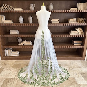 White Wedding Dress With Green Vines - Etsy