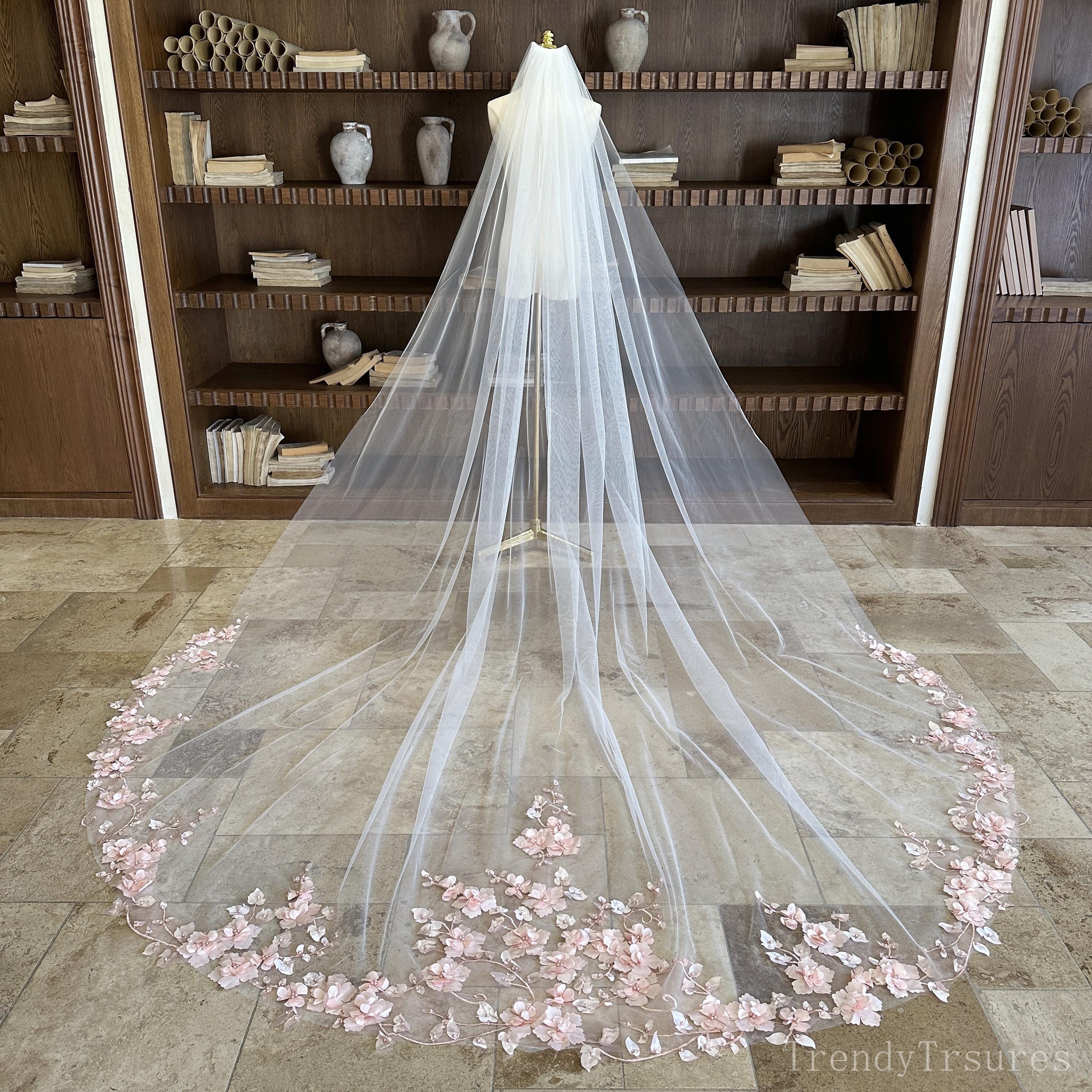Pink Flower Veil - Etsy