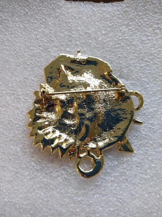 AJC gold-tone moon and sun clock brooch - image 2