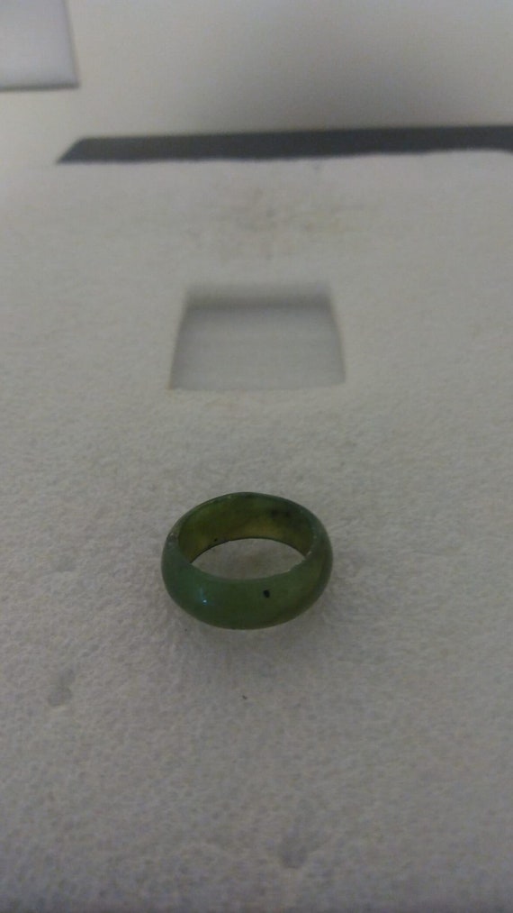 US size 6.75 solid green jade ring - image 1