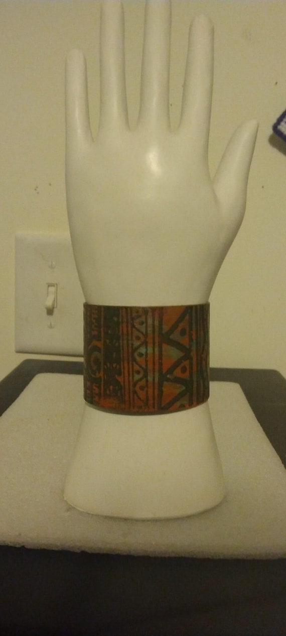 Handmade zigzag pattern copper cuff - image 1