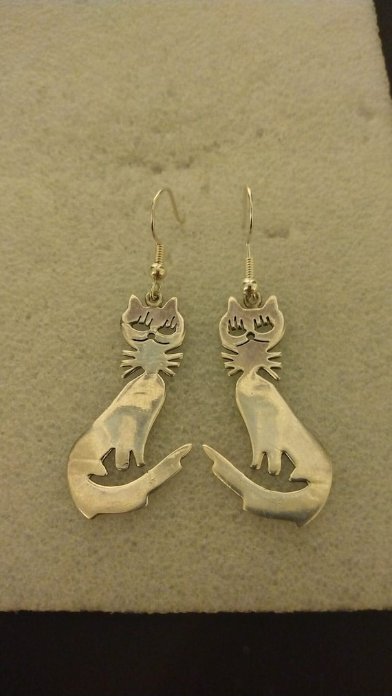 1928 Jewelry Kohls Cat Jewelry Sterling Silver ND Cat Dangle Earrings