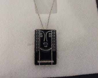 1975 "Ritz Lady" Art Deco rectangular brooch/pendant