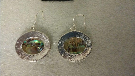 Green abalone dangle earrings - image 2