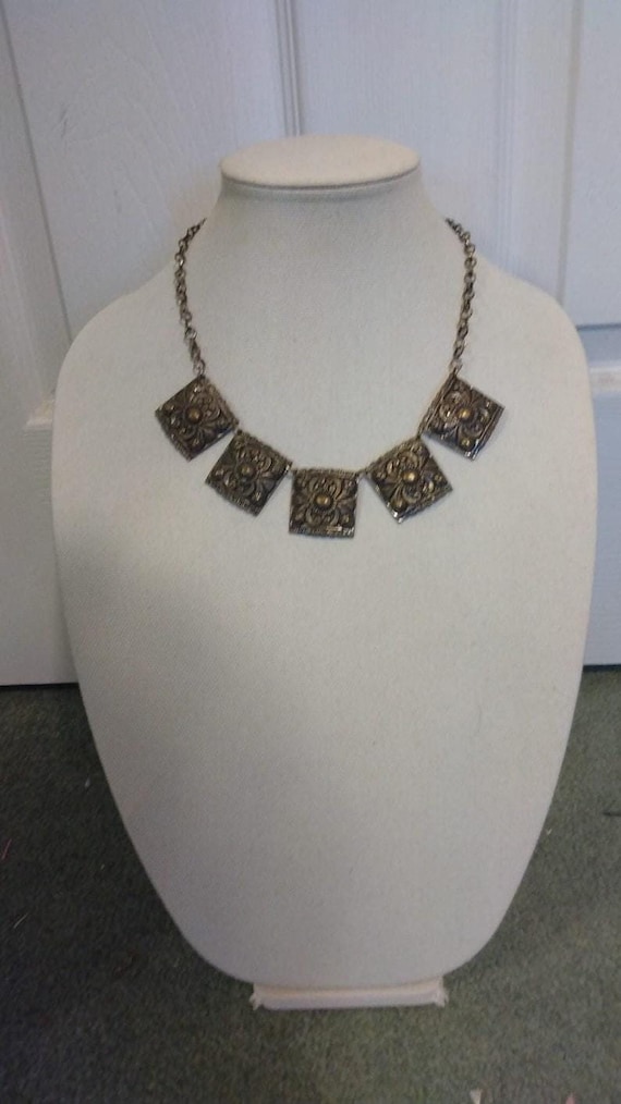 Antique 19th-century Balkan bronze-tone metal necklace