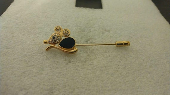 KJL (Kenneth Jay Lane) 1980s pave mouse stick pin - image 1
