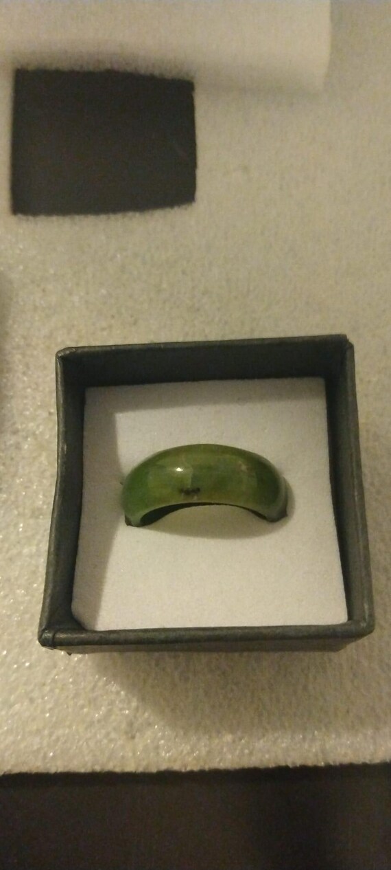 US size 6.75 solid green jade ring - image 2