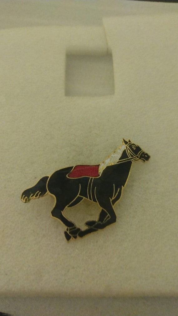 Vintage horse brooch, black - Gem
