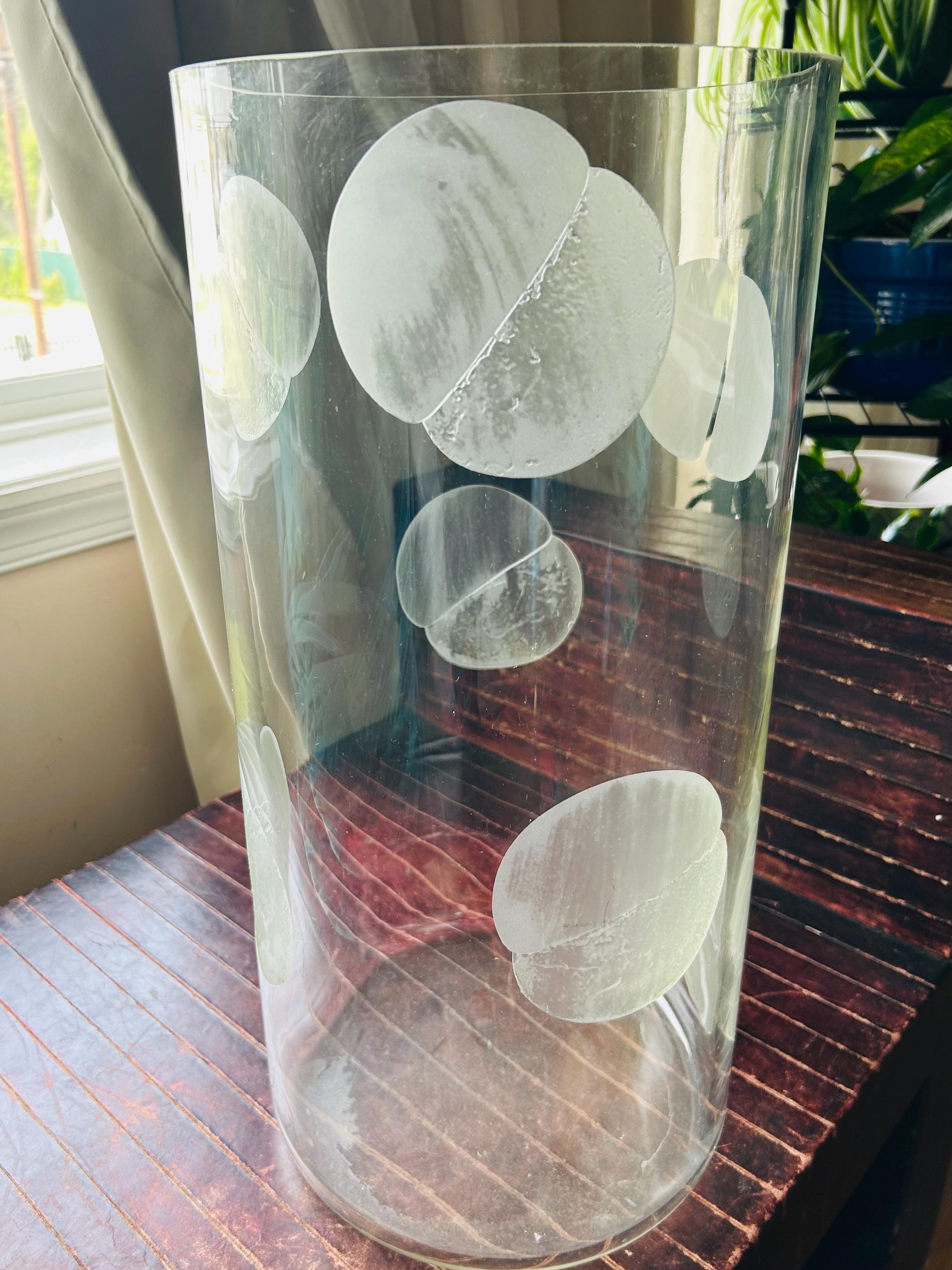 Karl Springer large Artisen Hand etched Glass vase 1980’s