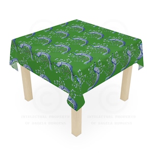 Green Peacock Game Night Tablecloth, Size 55 x 55, Hostess Gift, Mahj Prize, Mahjong, Bunko, Keno, Poker, Dominos, Backgammon