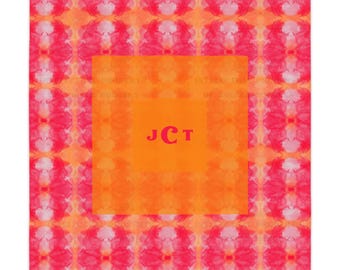 Orange & Pink  Mahjong Tablecloth | Chinoiserie Table Cover |  Hosting Decor | Hostess Gift | 55 in x 55 in | Game Night