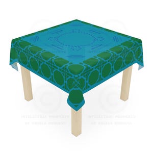 Green Teal Rattan Mahjong Tablecloth, Game Night Hostess Gift 55x55, Palm Beach Vibe, Mahj Table Cover, Easy Instructions, Charleston Rules
