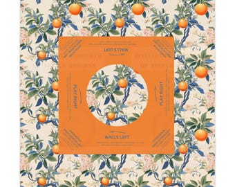 Mahjong Tablecloth, Orange and Blue, Game Night, Chinoiserie Fruit Design, Summer in Italy, Hostess Gift, 55x55 Table Cover, Beginner