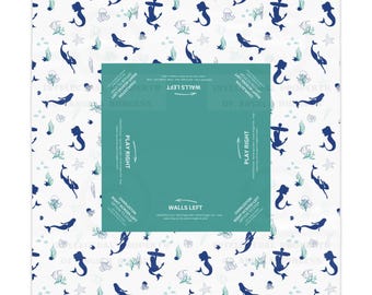 Mermaid Mahjong Tablecloth, Game Night Hostess Gift 55x55, Coral Sea Life, Ocean Theme, Mahj with Easy Charleston Instructions