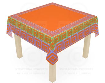 Game Night Tablecloth, Size 55 x 55, Hostess Gift, Mahj Prize, Orange Bamboo, Mahjong, Bunko, Keno, Poker, Dominos, Backgammon