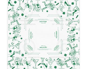 Get Lucky Mahjong Game Night Tablecloth, Hostess Gift,  Beginners Rules, Instructions, 55x55, Cocktails, Cowgirls, and Tiles Table Cover