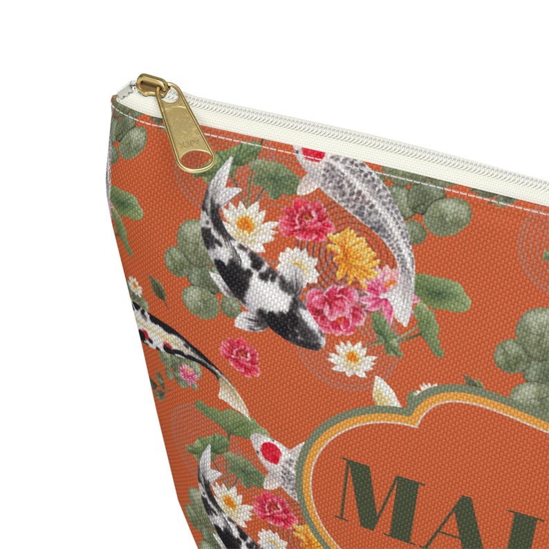 Orange Koi Fish Tile Pouch, Mahjong Hostess Gift, Chinoiserie image 6
