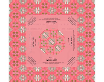 MAHJONG Tablecloth, Colony Coral, 55 x 55, Mahjong with Rules, Hostess Gift, Chinoiserie, Ladies who Mahj, Crack Bam Dot, Game Night, Lucky