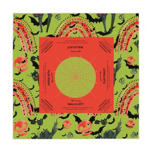 1 sample of Halloween MAHJONG Tablecloth Black Cat, Charleston Rules, Size 55 x 55, Hostess Gift, Bats, Skulls