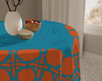 Orange Teal Rattan Mahjong Tablecloth, Game Night Hostess Gift 55x55, Palm Beach Vibe, Mahj Table Cover, Easy Instructions, Charleston Rules
