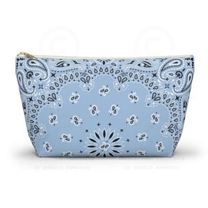 Baby Blue Bandana Jewelry Pouch - Coastal Cowgirl, Makeup Case, Western Rodeo Style, Mahjong Tile Bag