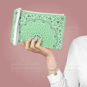 Tarjetero tipo bandana verde menta: ¡Para jugar al Mahjong, personalízalo!