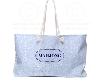 Mahjong Weekender Bag, Carolina Floral, Hostess Gift, Chinoiserie, Ladies who Mahj, Ladies Night, Joker, Crack Bam Dot, Game Night, Lucky Ma