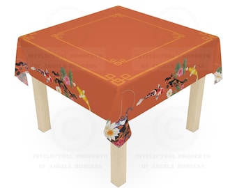 Orange Koi Mahjong Tablecloth, Great for Beginners, Game Night Decor, Hostess Gift