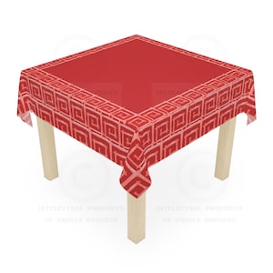 Game Night Tablecloth, Size 55 x 55, Hostess Gift, Mahj Prize, Red Bamboo, Mahjong, Bunko, Keno, Poker, Dominos, Backgammon