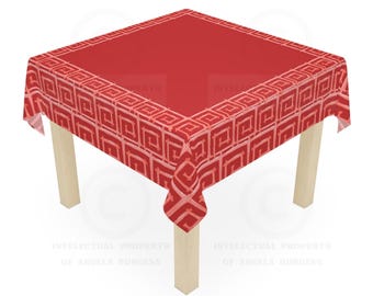 Game Night Tablecloth, Size 55 x 55, Hostess Gift, Mahj Prize, Red Bamboo, Mahjong, Bunko, Keno, Poker, Dominos, Backgammon