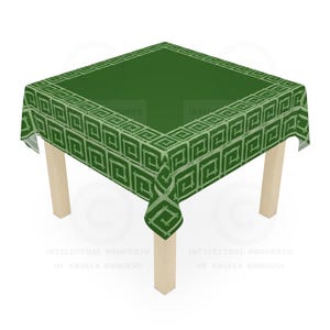 Game Night Tablecloth, Size 55 x 55, Hostess Gift, Forest Green Bamboo, Mahjong, Bunko, Keno, Poker, Dominos, Backgammon