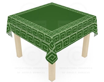Game Night Tablecloth, Size 55 x 55, Hostess Gift, Forest Green Bamboo, Mahjong, Bunko, Keno, Poker, Dominos, Backgammon