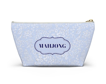 MAHJONG Game Pouch, Carolina Floral, Blue and White, tile bag, Chinoiserie,  Hostess Gift, Game Bag, Crack Bam Dot, Joker, Ladies who Mahj