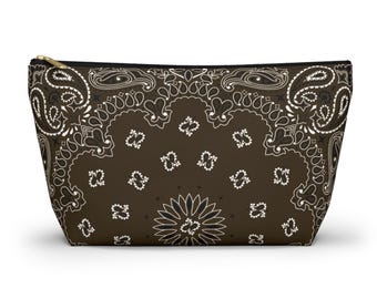 Brown Bandana Jewelry Pouch, Coastal Cowgirl, Makeup Case, Rodeo Western Classic