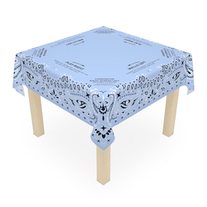 Light Blue Bandana Mahjong Tablecloth, 55x55, Coastal Cowgirl, Charleston Rules, Rodeo Western image 2