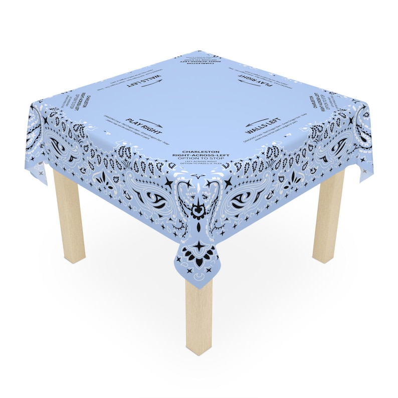 Light Blue Bandana Mahjong Tablecloth, 55x55, Coastal Cowgirl, Charleston Rules, Rodeo Western image 2