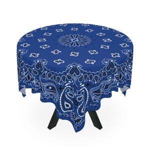 Blue Bandana Game Night Tablecloth, Size 55 x 55, Mahjong, Bunko, Keno, Dominos, Backgammon, Coastal Cowgirl image 3