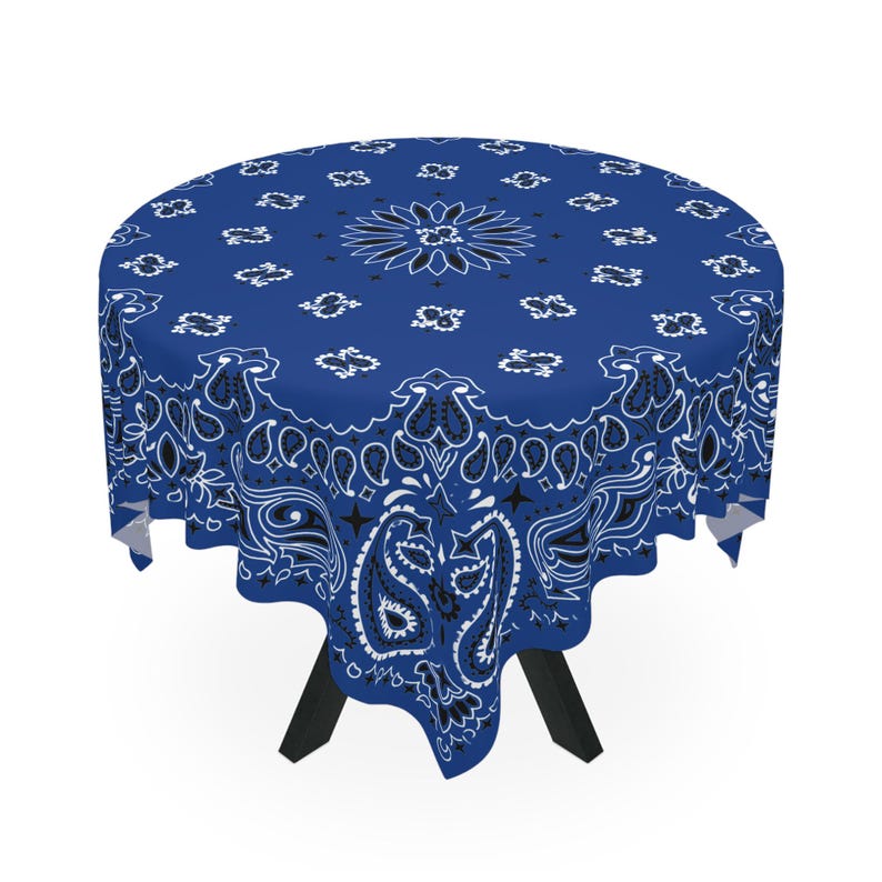 Blue Bandana Game Night Tablecloth, Size 55 x 55, Mahjong, Bunko, Keno, Dominos, Backgammon, Coastal Cowgirl image 3