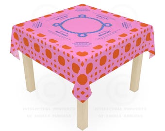 Pink Rattan Mahjong Tablecloth, Game Night Hostess Gift 55x55, Palm Beach Vibe, Mahj Table Cover, Easy Instructions, Charleston Rules