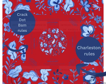 Red Blue Floral Mahjong Tablecloth, Game Night Hostess Gift 55x55, USA Theme, Mahj Decor, Easy Instructions, Charleston Rules